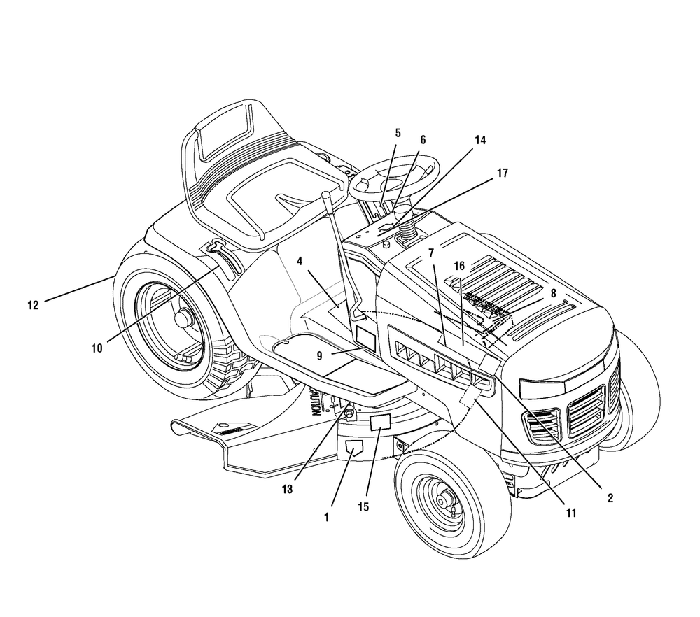 Decals Diagram and Parts List for 405020X51A 2007 Briggs and Stratton Lawn Tractor